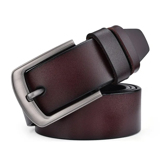 Top High Quality Men's Belt 100% Genuine Leather Belt Pin Buckle 3.8CM Wide Classic Fashion Man Belt Cowhide Waistband Male 1