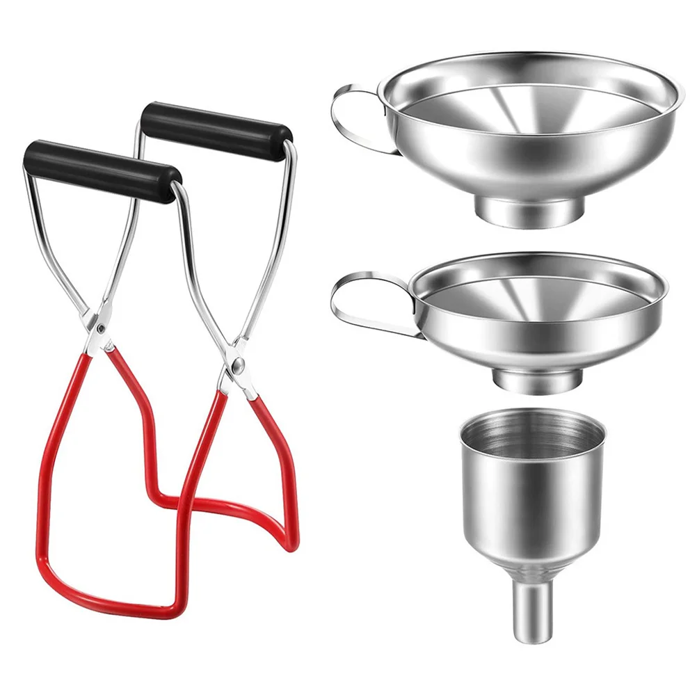 

Funnel Jar Lifter Canning Kitchen Tong Steel Set Bottle Stainless Can Grip Picker Clamp Hot Dish Lift Handle Wide Mouth Tongs