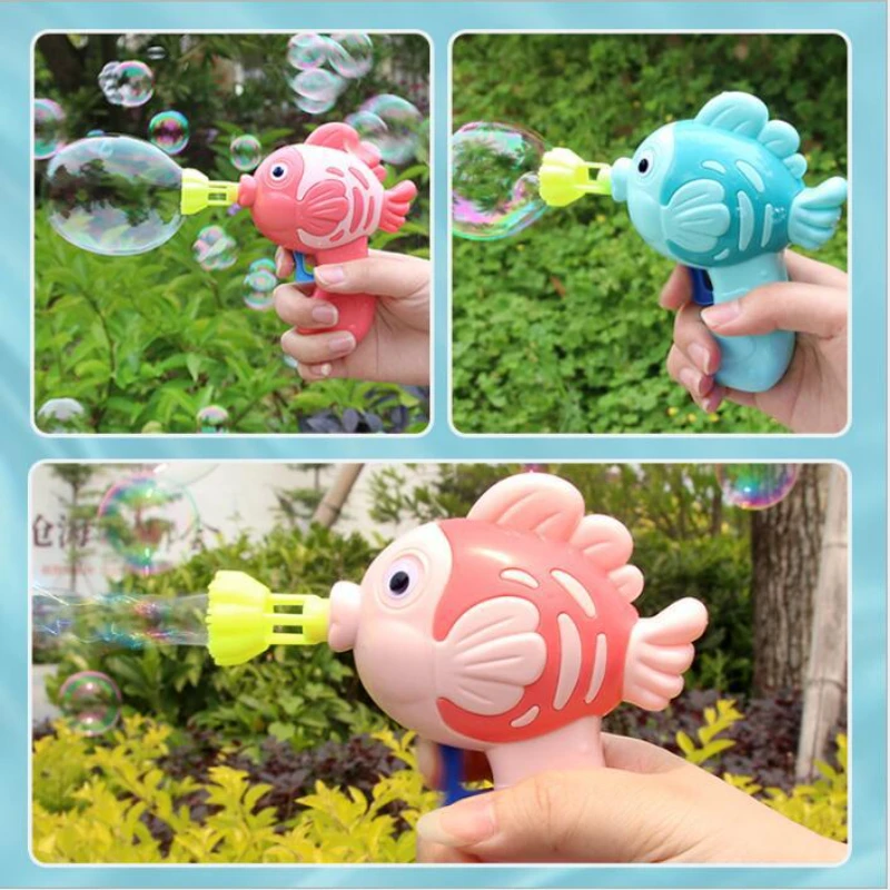 

Mini Fish Bubbles Gun No Battery for Children Boys Girls Cute Fish Bubbles Gun with Bubble Liquid Kids Outdoor Fun Bubble Toys