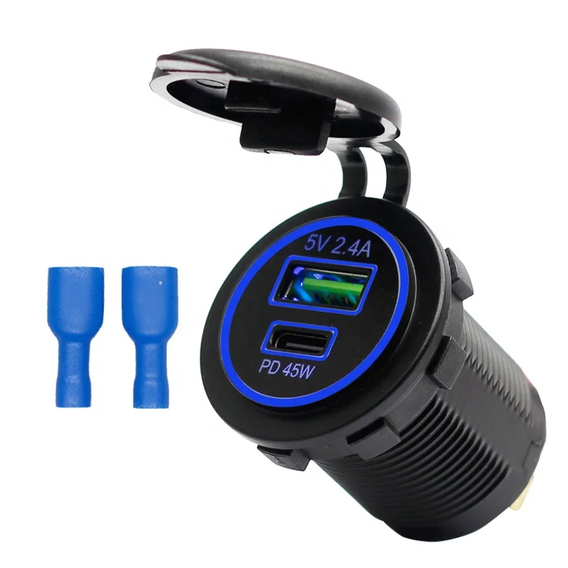 

Double Fast Charging Dual Port Socket Qc3.0 18w Usb Type C Pd 45w Car Charger