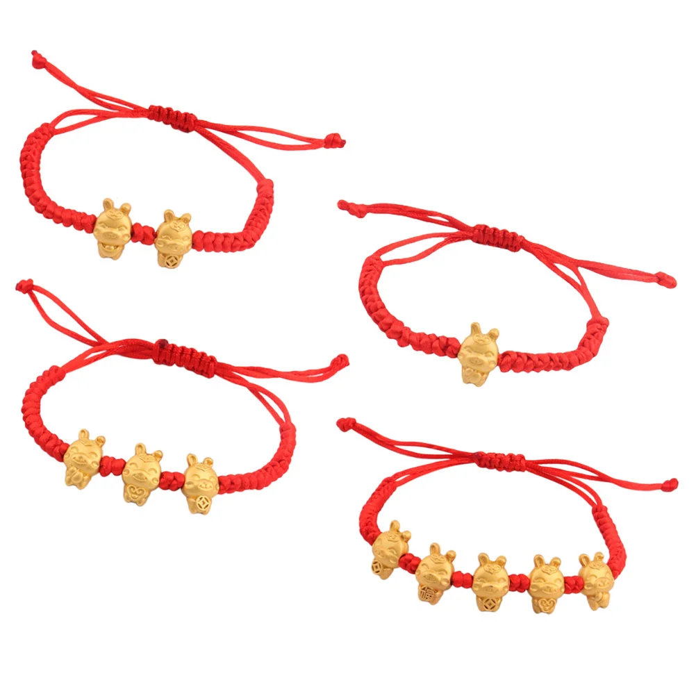 

Bracelet Rabbit Chinese Zodiac Year Bracelets Bunny Charm Red String Newthe Lucky Necklace Gold Braided Animal Women Jewelery