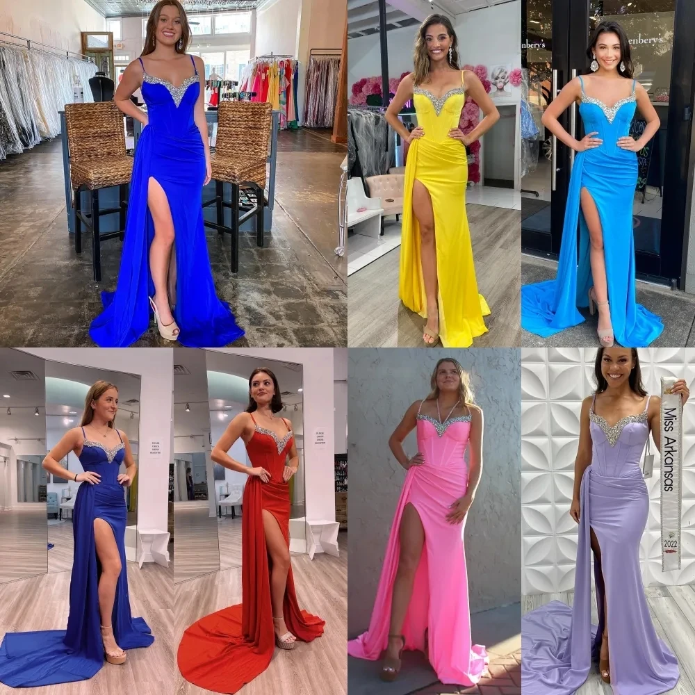 

Curve-enhancing Prom Dress 2023 Thigh-High Side Slit Lady Formal Evening Wedding Party Gown Winter Court Pageant Gala Runway Red