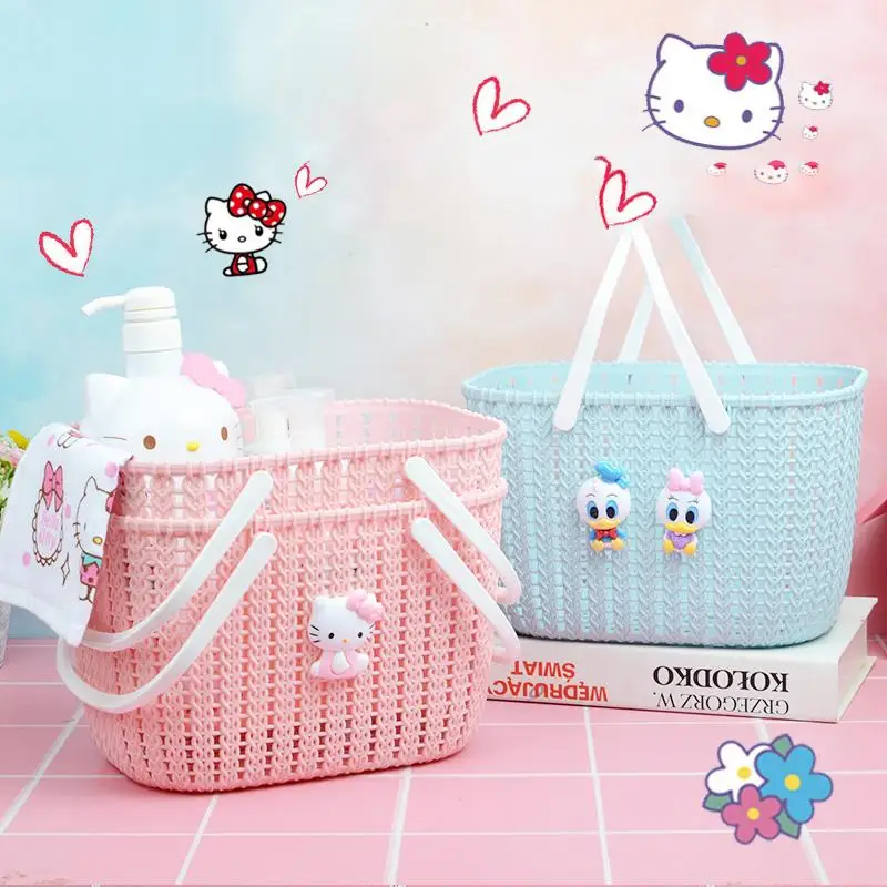 

Корзина-тоут Sanrioed с милым котенком, для ванной комнаты, корзина для хранения закусок, игрушечная Женская корзина для покупок
