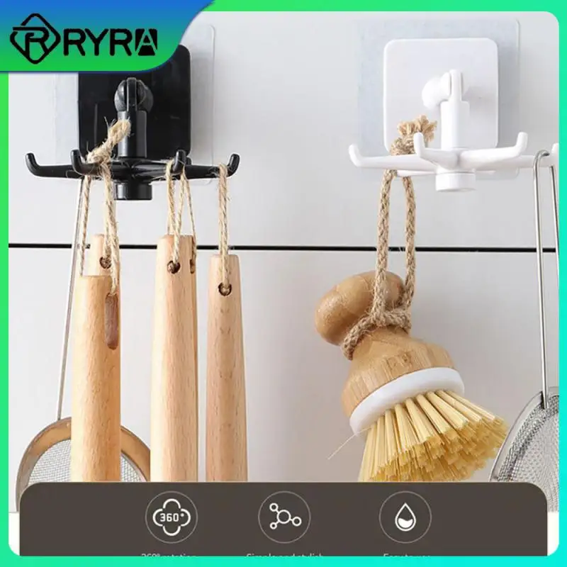 

Home Kitchen Bathroom Six-claw Hook Storage Hooks Punch-free Non-marking Hook Sticker Can Be Rotated 360 Degrees Kitchen Storage