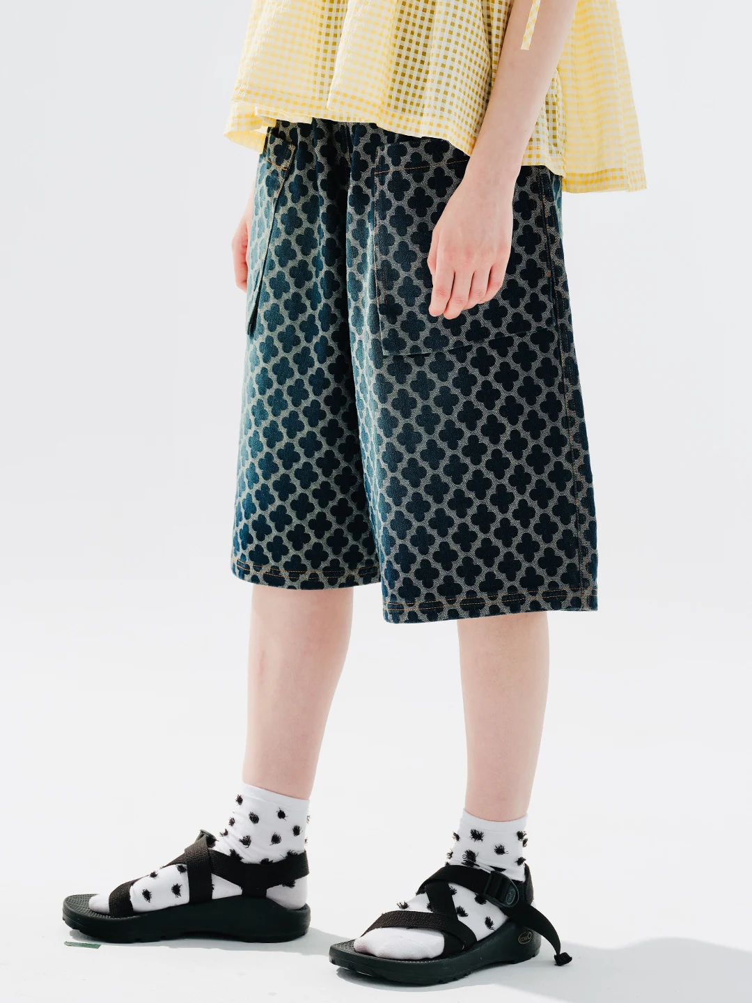 IMAKOKONI Original Design Elastic Waist Printed Capris Loose Wave Dotted Casual Versatile Pants Women's Summer 234077