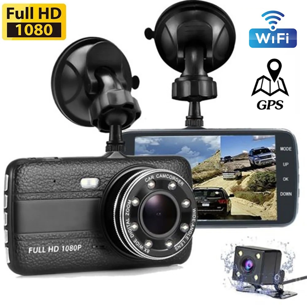 

Dash Cam WiFi Car DVR 4.0 Full HD 1080P Rear View Vehicle Camera Video Recorder Auto Dashcam Black Box GPS Track Car Accessories