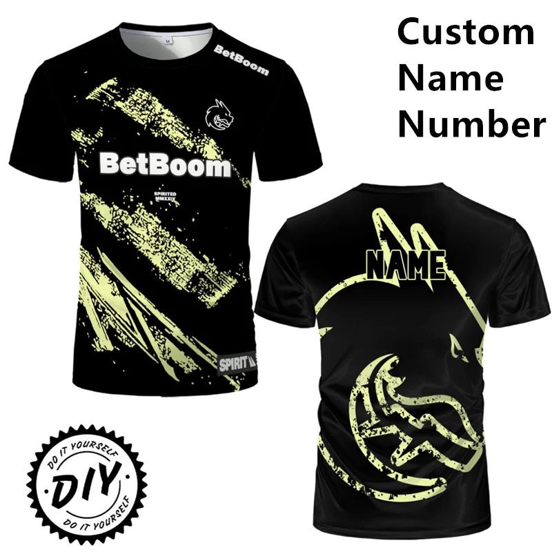 Фото 2025 Новая футболка Team Spirit Jersey Game ESports Game Uniform Футболки Top Player Donk Футболка Спортивная футболка для соревнований Футболка с индивидуальным именем №2