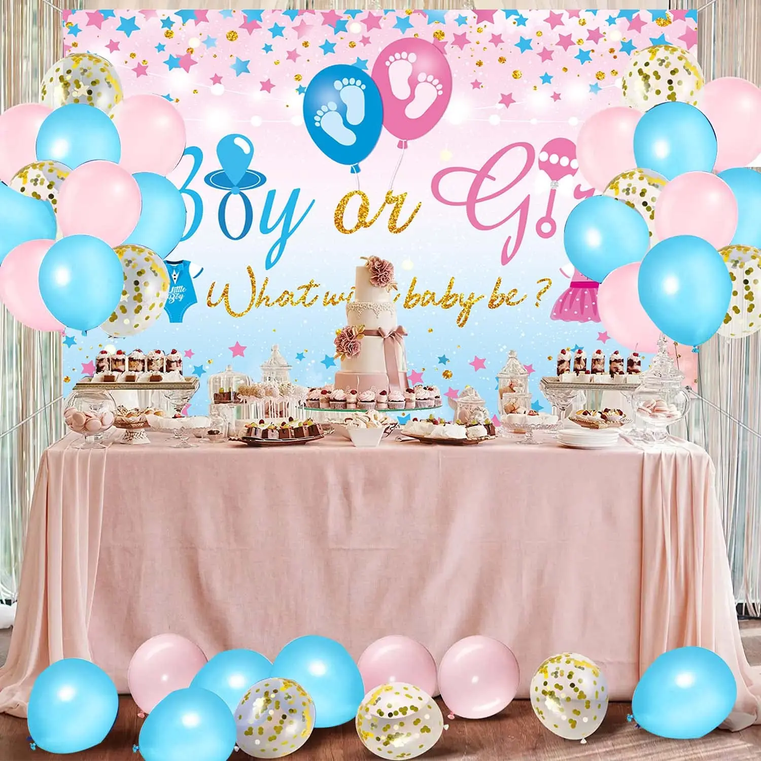 Фон для фотосъемки с изображением пола мальчика или девочки Он она