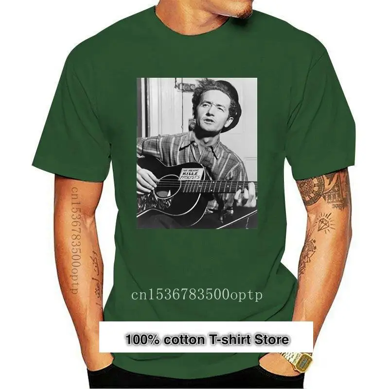 

Camiseta con cuello redondo para hombre y mujer, camiseta de Woody Guthrie, camiseta de moda d para verano