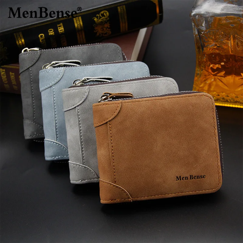 

Fashion Zipper Men's Wallet Small Short Credit Card Holder for Male Vintage Mini Man Purse with Coin Pocket Men's Casual Wallet