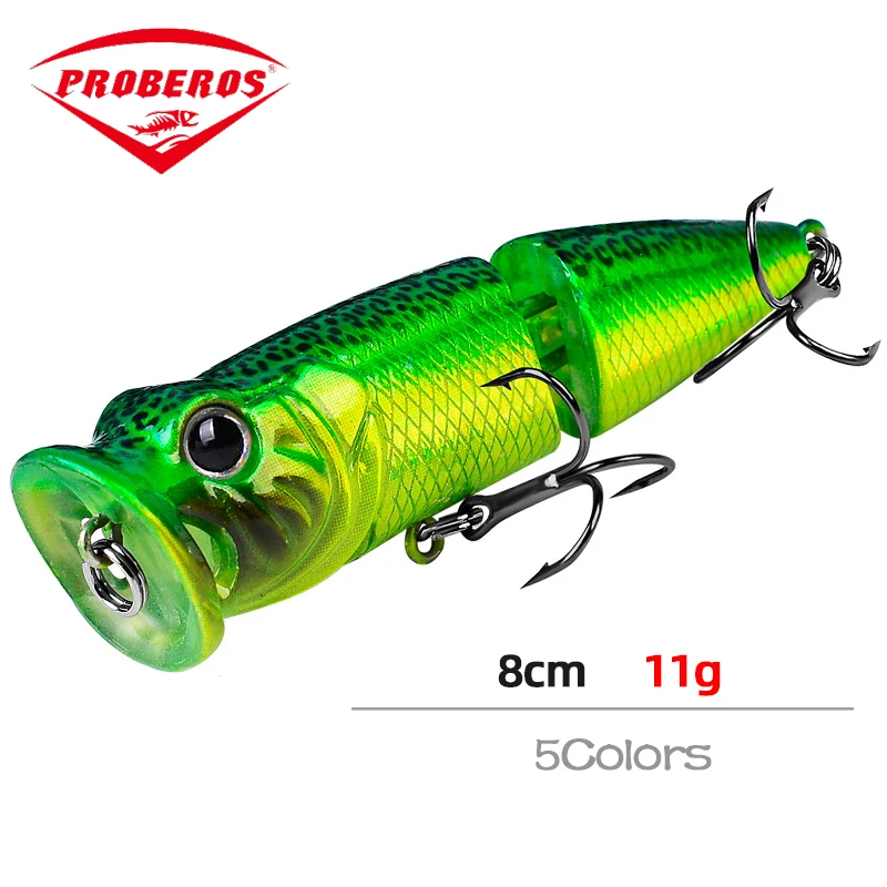 Про BEROS Поверхностный Crankbait Воблеры 8см 11г Рыболовные приманки Minnow Многосекционные действующие наживки горячей модели Crankbaits Bait Popper on.