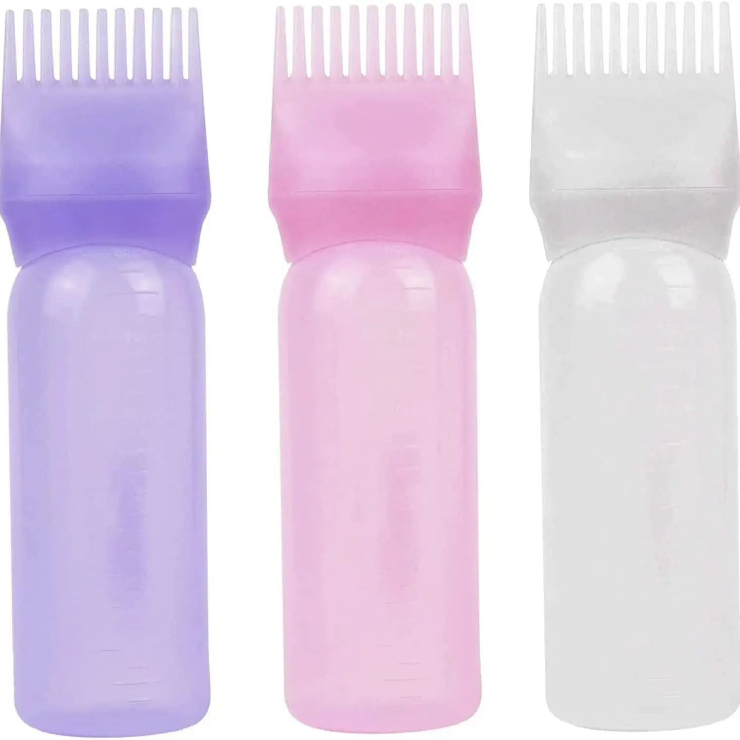 S Applicator Bottles With Graduated Scale Multicolor Plastic  Refillable Bottle For Hair Coloring Hairdressing Tool