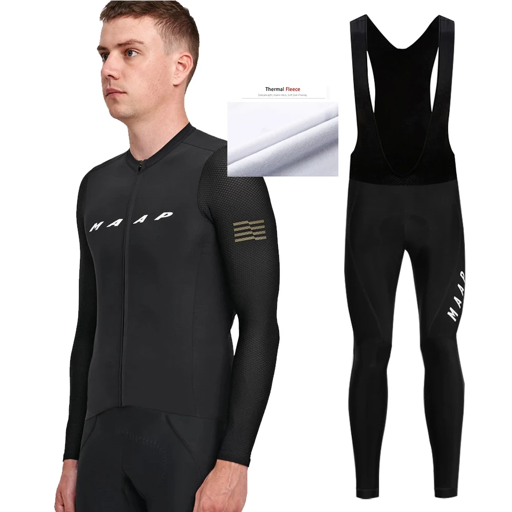 

MAAP Male Winter Thermal Fleece Long Sleeve Pants Suits Men Cycling Jersey Sets Warm Mountain Bicycle Shirt Racing Bike Clothing