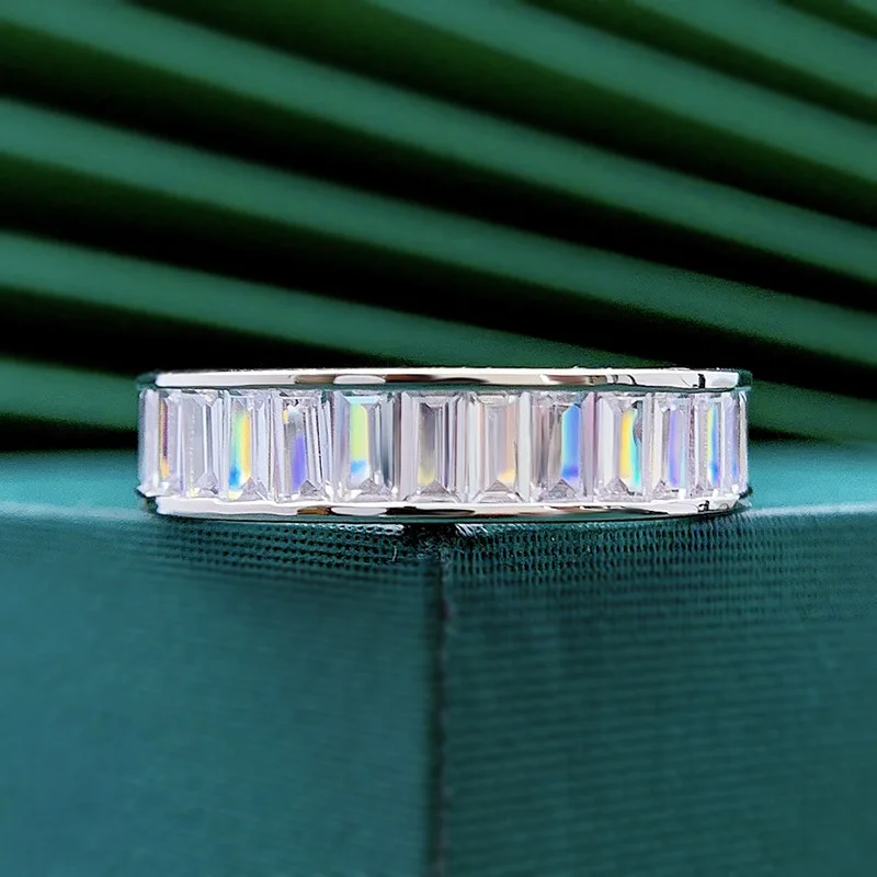

2023 New S925 Silver Square Zircon Inlaid Ring with European and American Full Diamond Ring Fashion Brand Men's and Women's Pair