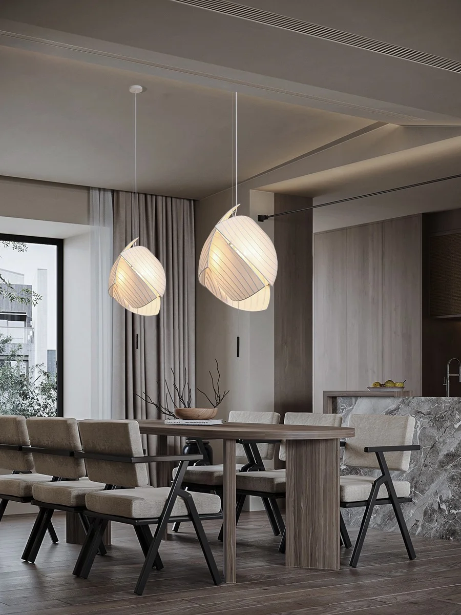 

Nordic Simple Japanese Wabi-Sabi Fabric Chandelier Modern Living Room Restaurant Bedroom Bar Cafe Famous Art LED Hanging Lights