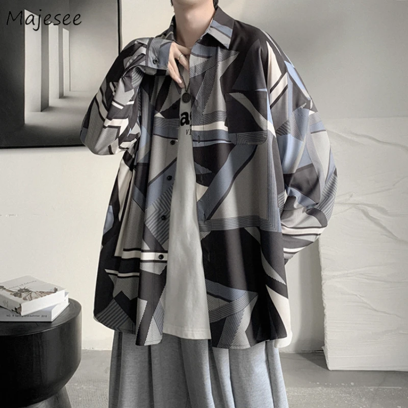

Shirts Men Fashion Long-sleeve Loose Korean Style Leisure Daily Chic All-match Summer Turn Down Collar Youth Teens Personality