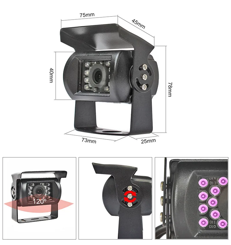 DIYKIT DC12V-24V 5 дюймов AHD IPS 4PIN Автомобильный монитор заднего вида Водонепроницаемая