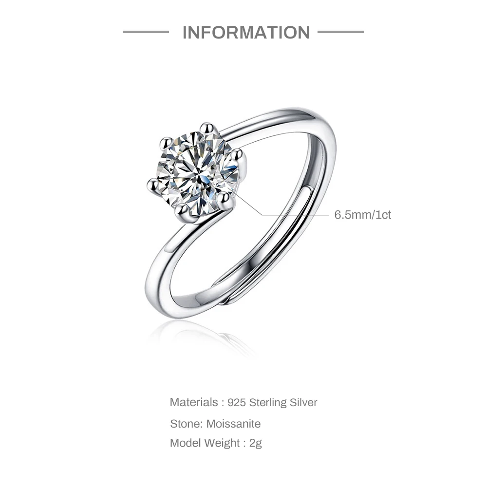 Aide 100% Real Moissanite Engagement Rings S925 Sterling Silver 1CT Diamond Wedding Rings Classic 6 Prong Ring 18K plating 2022