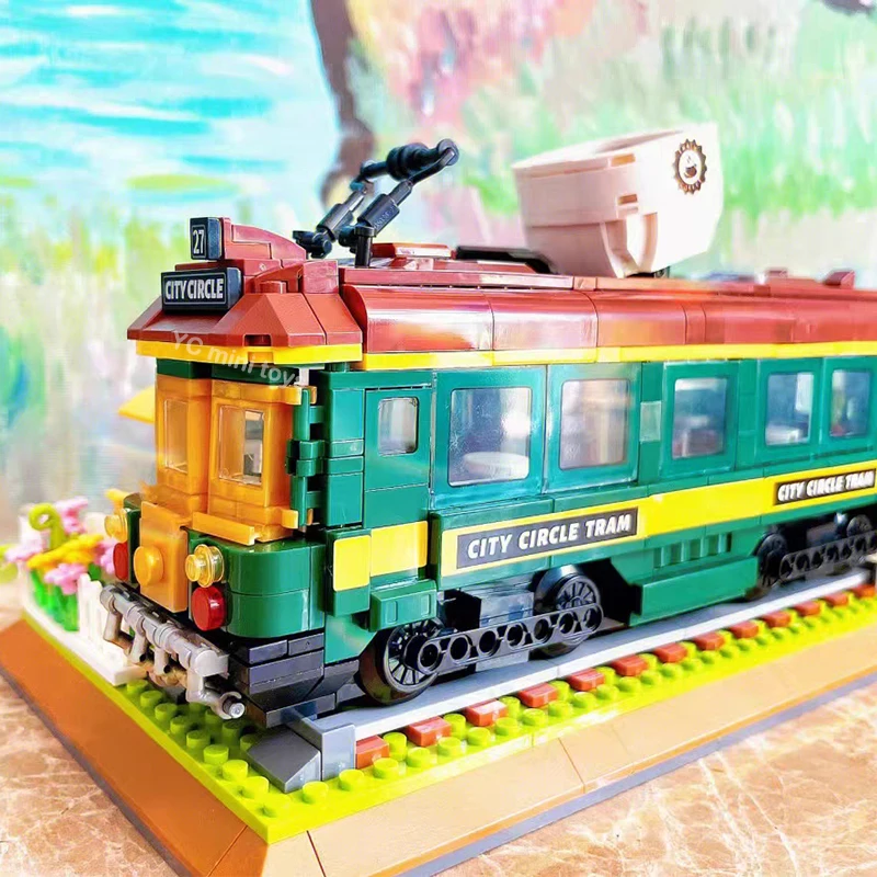 Креативный эксперт DZ6002 мини кирпичный поезд кофейный дом Фотофон уличный вид