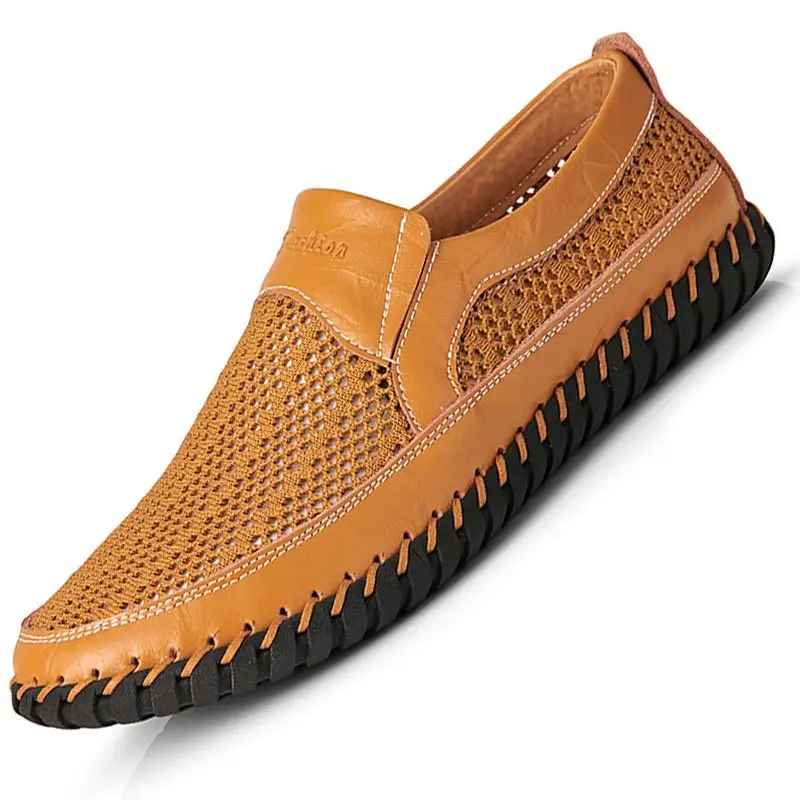 

Brown Men's Casual Shoes,Men Summer Style Mesh Flats For Men Loafer Creepers Casual High-End Shoes Very Comfortable Size:38-50