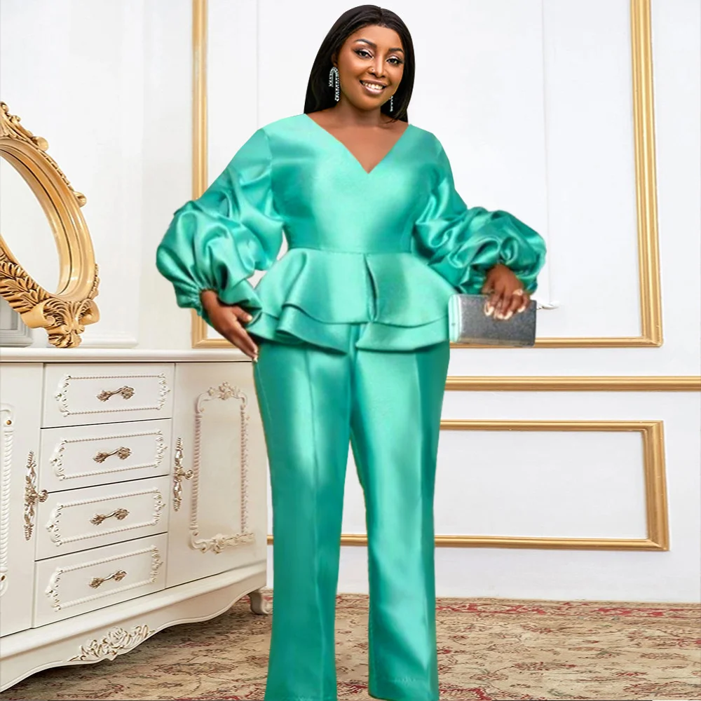 

Женское боди с V-образным вырезом, длинным рукавом и воланом