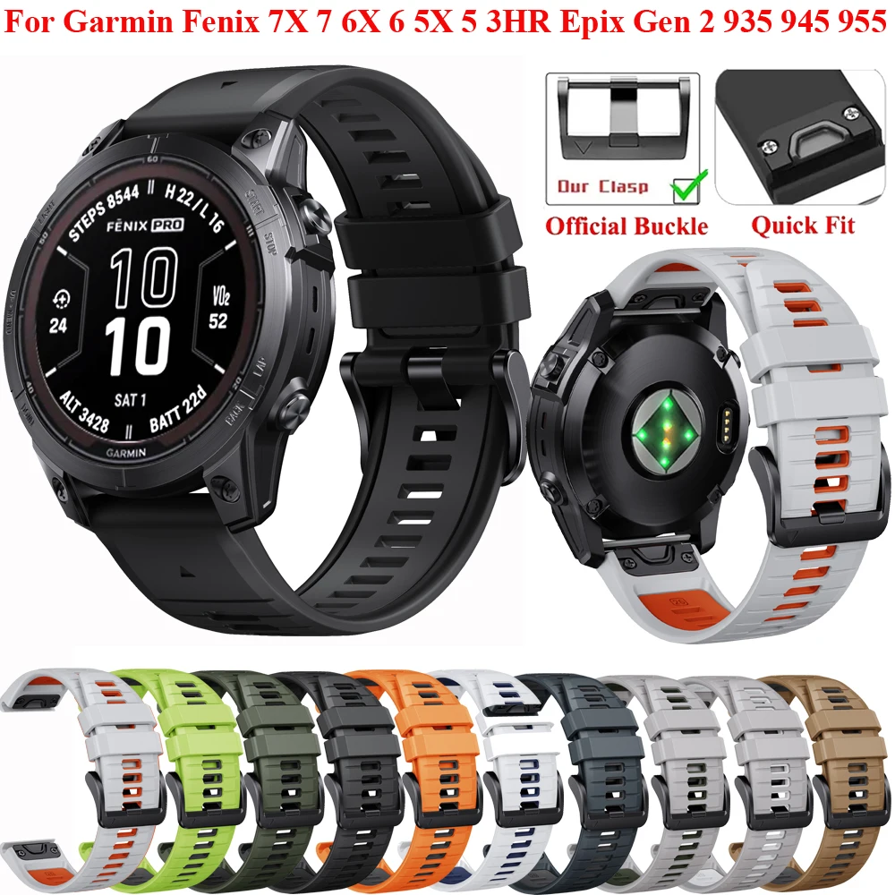 

22 26mm Quickfit Watchband Strap For Garmin Fenix 7 6 5 Epix Gen 2 Forerunner 955 965 Wristband For Fenix 7X 6X 5X Pro 3HR Watch