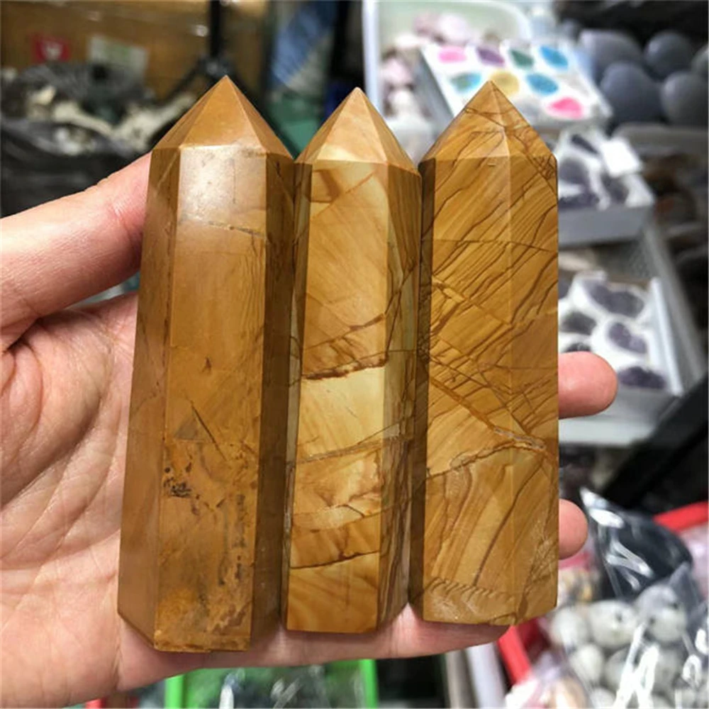 

Polishing Spiritual Crystals Point Tower Natural Brown Petrified Wood Crystals Healing Wands For Home Decoration