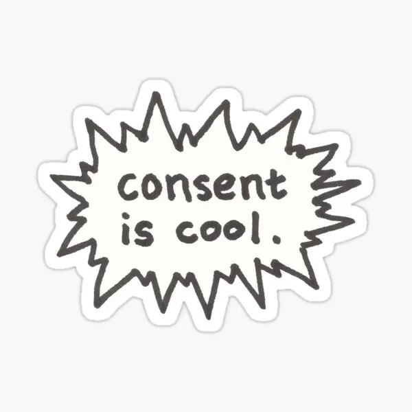 Consent Is Cool Comic Flash  5PCS Stickers for Cartoon Bumper Car Decorations Luggage Window Cute Stickers Anime Background Room