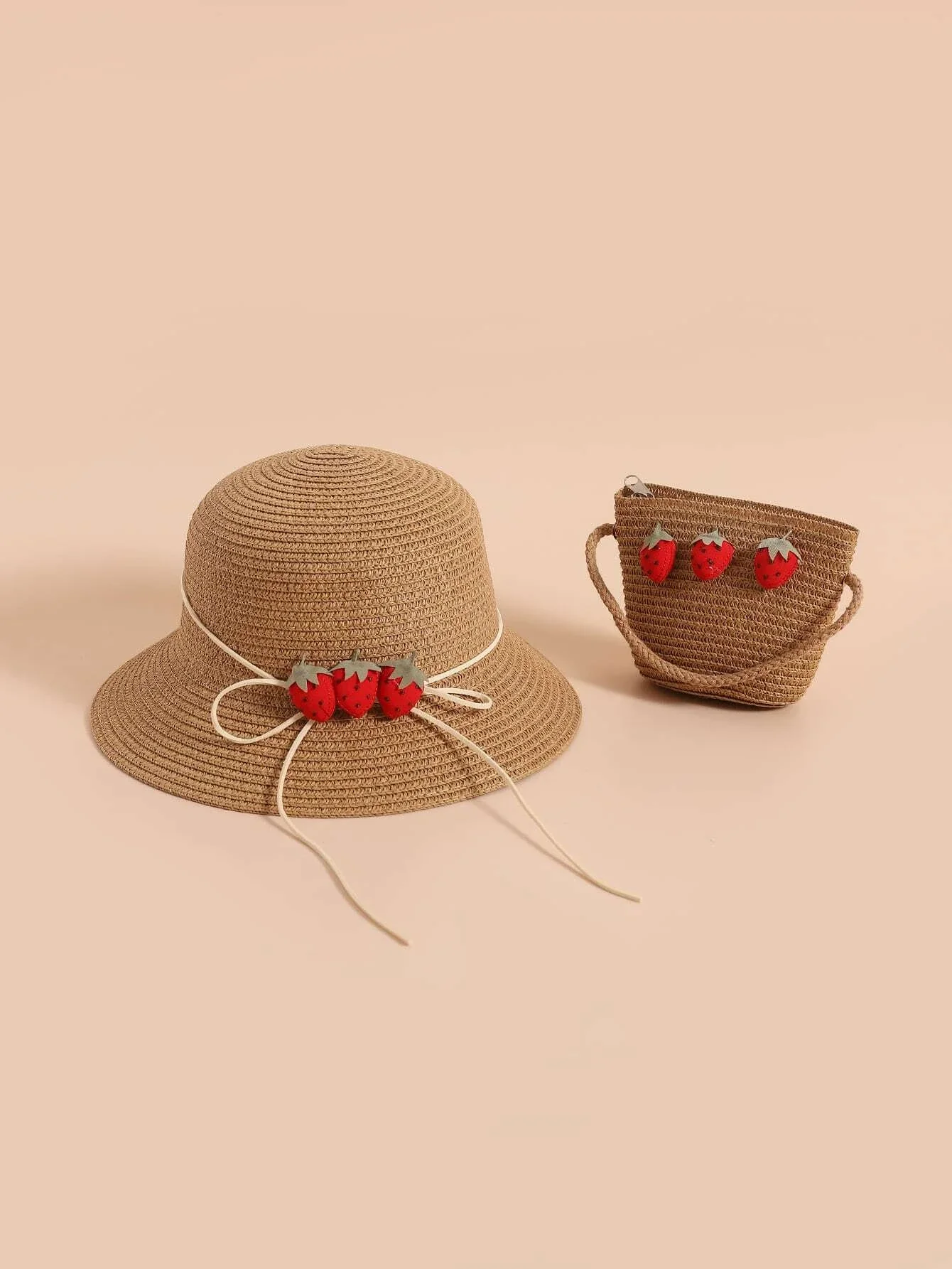 

1pc Girls Straw Hat & 1pc Bag