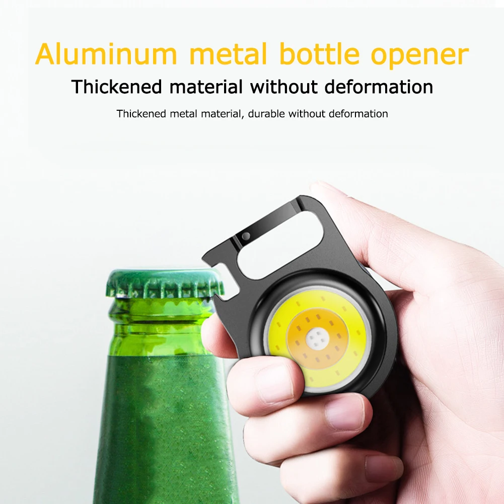 

USB COB LED Mini Flashlight Keychain Camping Survival Bottle Opener Outdoor 500lm Portable Pocket Clip Emergency Work Lamp Torch