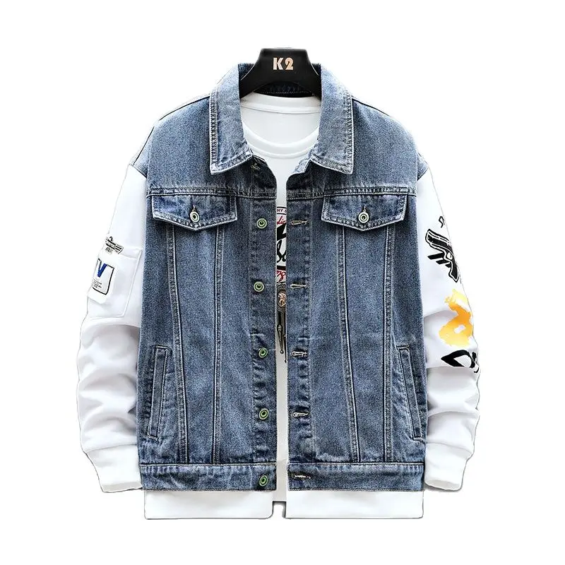

Men Fashion Denim Jacket Men 2023 Korean Style Spring New Loose Denim Jacket Vintage Coat Blue Casual Denim Jacket For Men