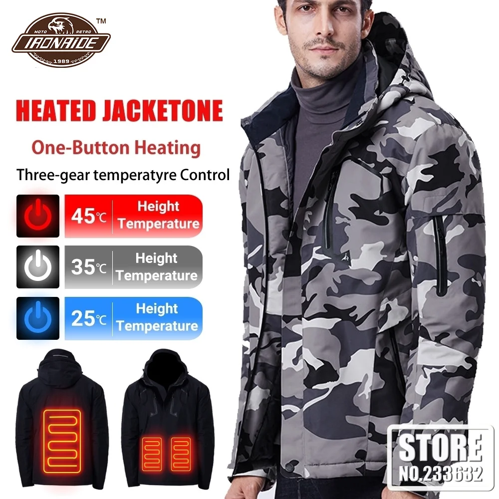 

Камуфляжная куртка с электрическим подогревом, водонепроницаемая мотоциклетная куртка, зимняя мотоциклетная куртка с USB-подогревом, мотоц...