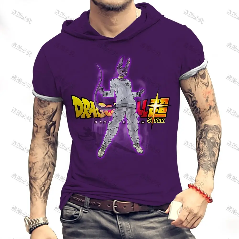 

Tops Super Saiya Men's Hooded T-Shirt Oversized Dragon Ball Z Essentials Vegeta Short Sleeve High Quality Clothing New Y2k 3XL Z