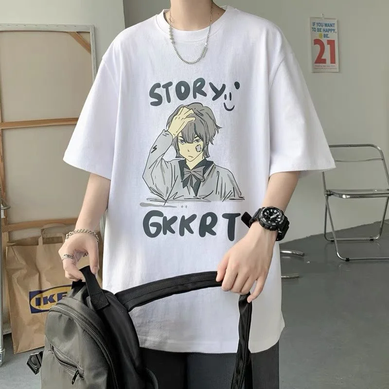 

Harajuku Oversized T-shirts Men Summer Fashion Tees Male Chic Short Sleeve Plus Size Couple Graffiti Print Tops