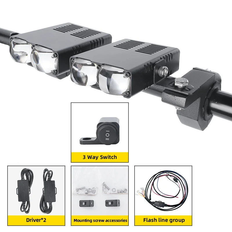 

80 Вт мотоциклетный светодиодный прожектор двухцветный дальний/ближний свет противотуманные фары для легковых автомобилей грузовиков внедорожник UTV 12 В мини-объектив фары дальнего света новый