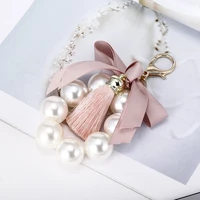 easya large pearl keychain womens luxury jewelry tassel bow bag charm ornament vintage wedding bride gift for bridesmaid guests