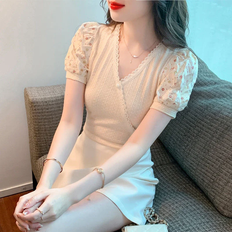 

ILARES Female Women Clothing Pretty and Cheap Women's Blouses Short Sleeve Korean Fashion Woman Blouses 2022 Shirts Vintage