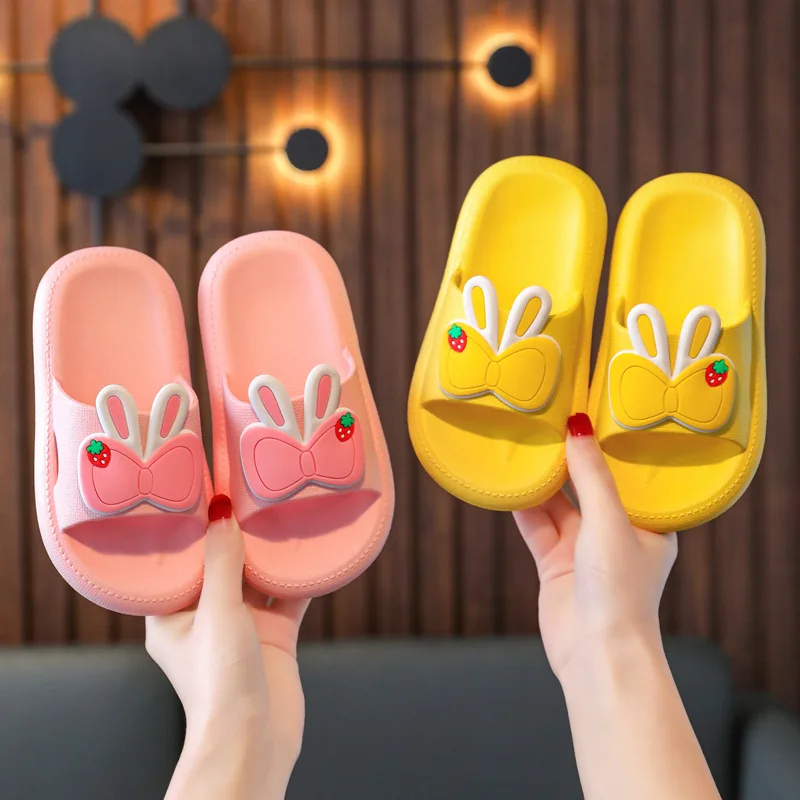 Summer Fashion Children's Slippers Cut Bear Bow Shoes on-Slip Beach Baby Sandals Girl Sandals Home Shoes Baby Flip Shoes Adult