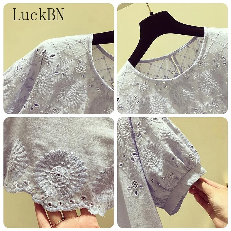 Блузка женская вязаная крючком с круглым вырезом большого размера | Женская