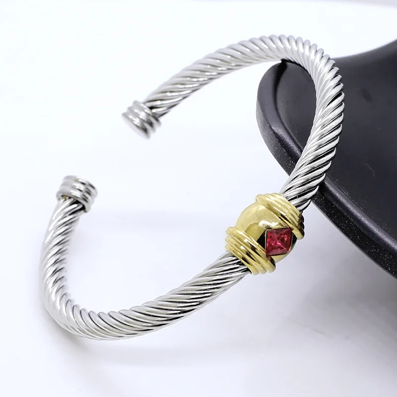 

New Fashion Stainless Steel Twisted Split Ring AAA Zirconia Bangles for Women Wedding Party Luxury Personalized Jewelry Gifts