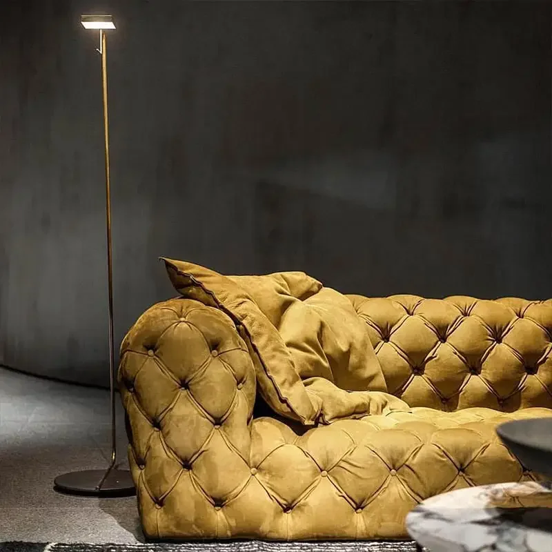 Легкий роскошный современный технологический тканевый диван с пряжкой в