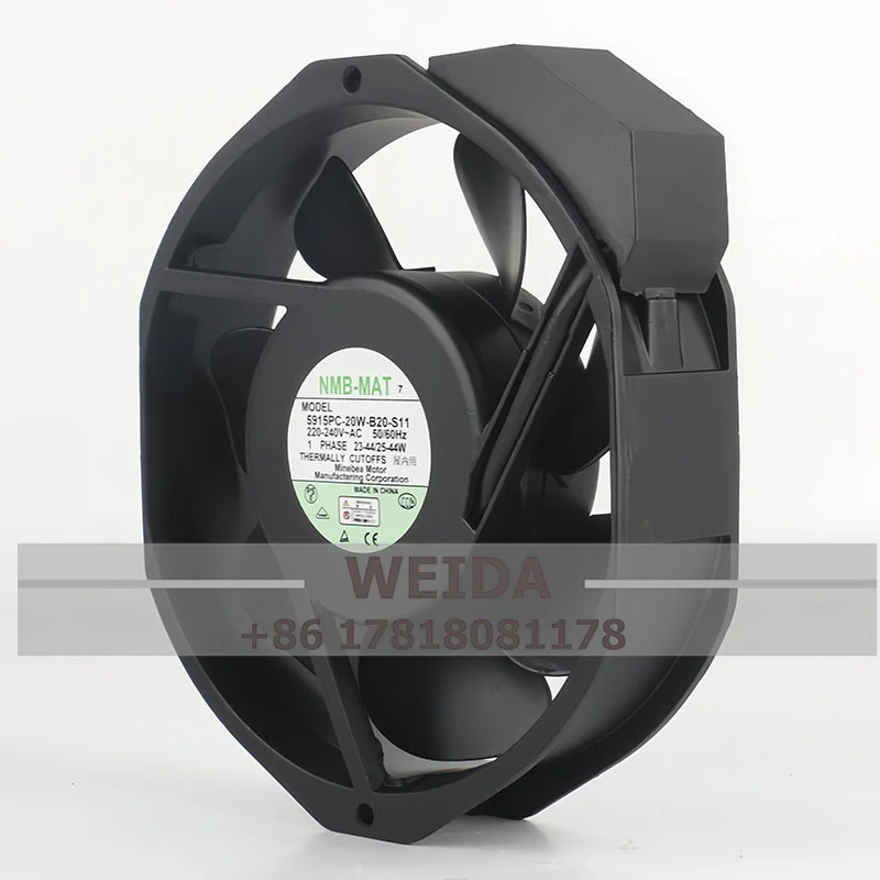 Фото NMB 5915PC-20W-B20-S11 172X150X38 мм 200/240 В переменного тока 0,18 А 176,5 куб. футов в минуту Осевой вентилятор охлаждения с металлическими листьями №2