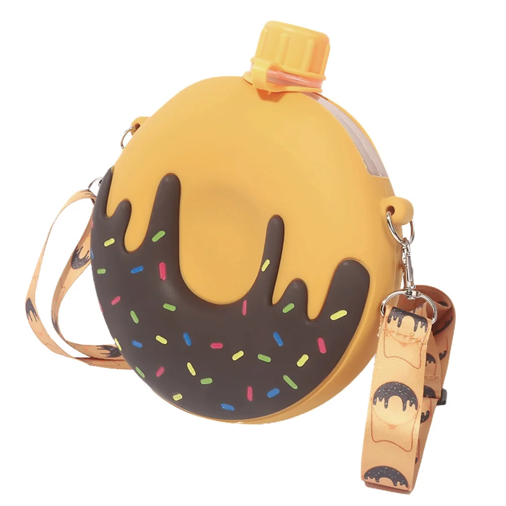 

Donut Kettle Kids Waterbottle Portable Beverage Cup Gift Donut Accessories Water Cup Silica Gel Water Bottle Shoulder Strap Miss