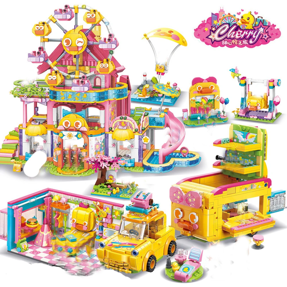 

Enlighten Bricks Girl Friends Ferris Wheel Hotel Travel Car Model Building Blocks Sets Educational Toys For Kids Birthday Gifts