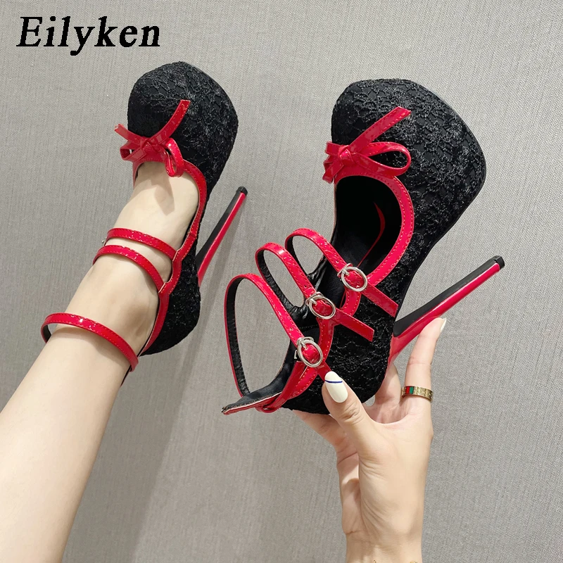 

Eilyken Designer Platform High Heels Wedding Shoes Woman Pumps Sexy Narrow Band Buckle Strap Ladies Super Stilettos Dropshipping