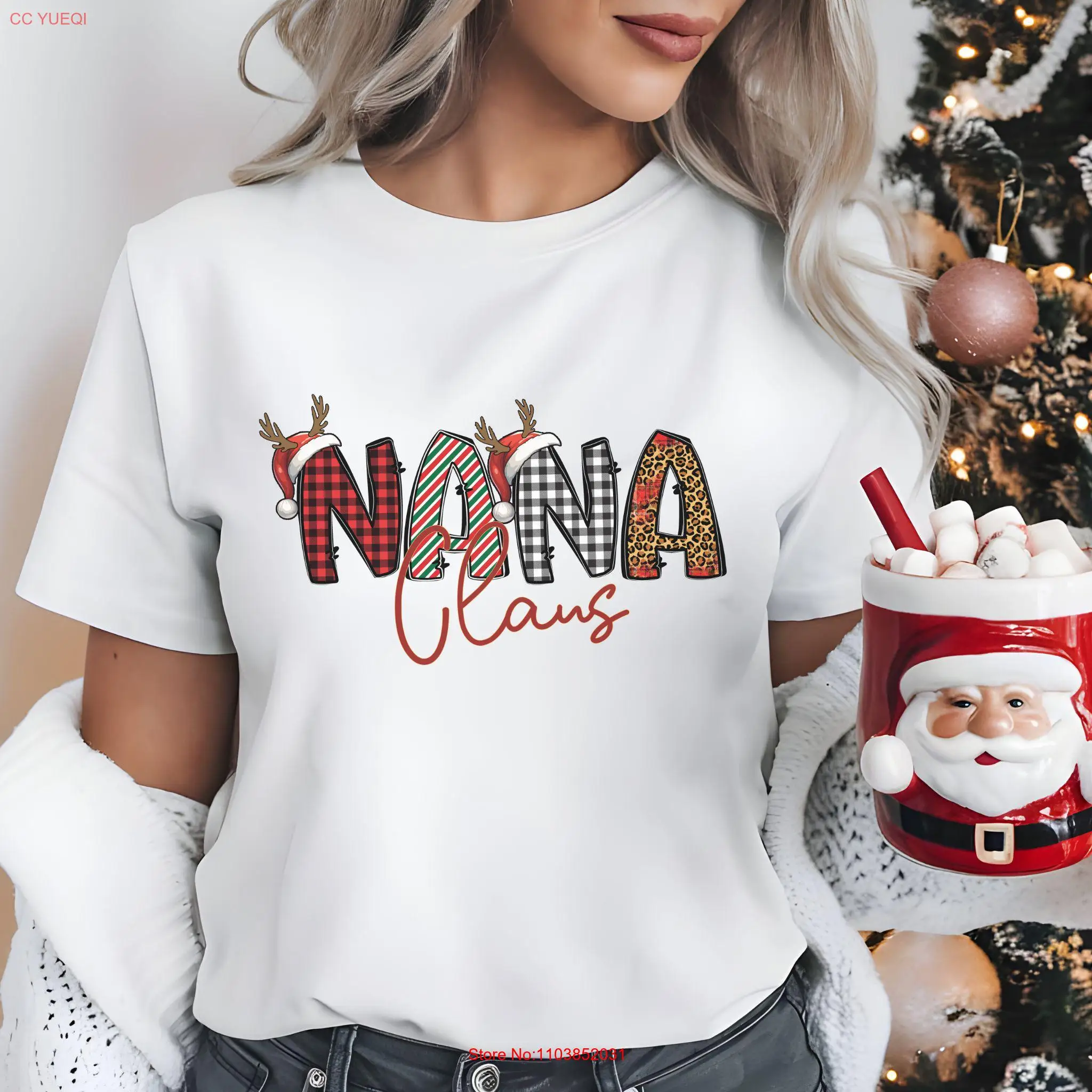 Одинаковая рождественская футболка для всей семьи Nana Claus милый рождественский