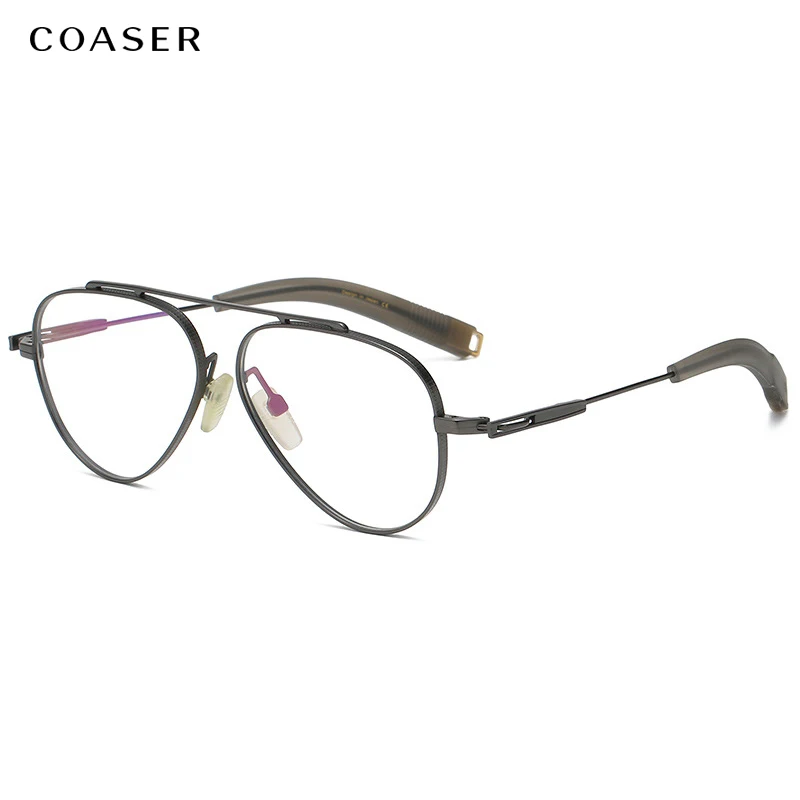 

Great Luxury Design Vintage Handmade Retro Men Titanium Glasses Frame Double Bridge Eyeglasses Optical Prescription Eyewear