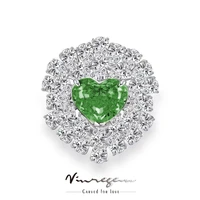 vinregem solid 925 sterling silver crushed ice heart 10ct emerald synthetic moissanite wedding ring for women gift drop shipping