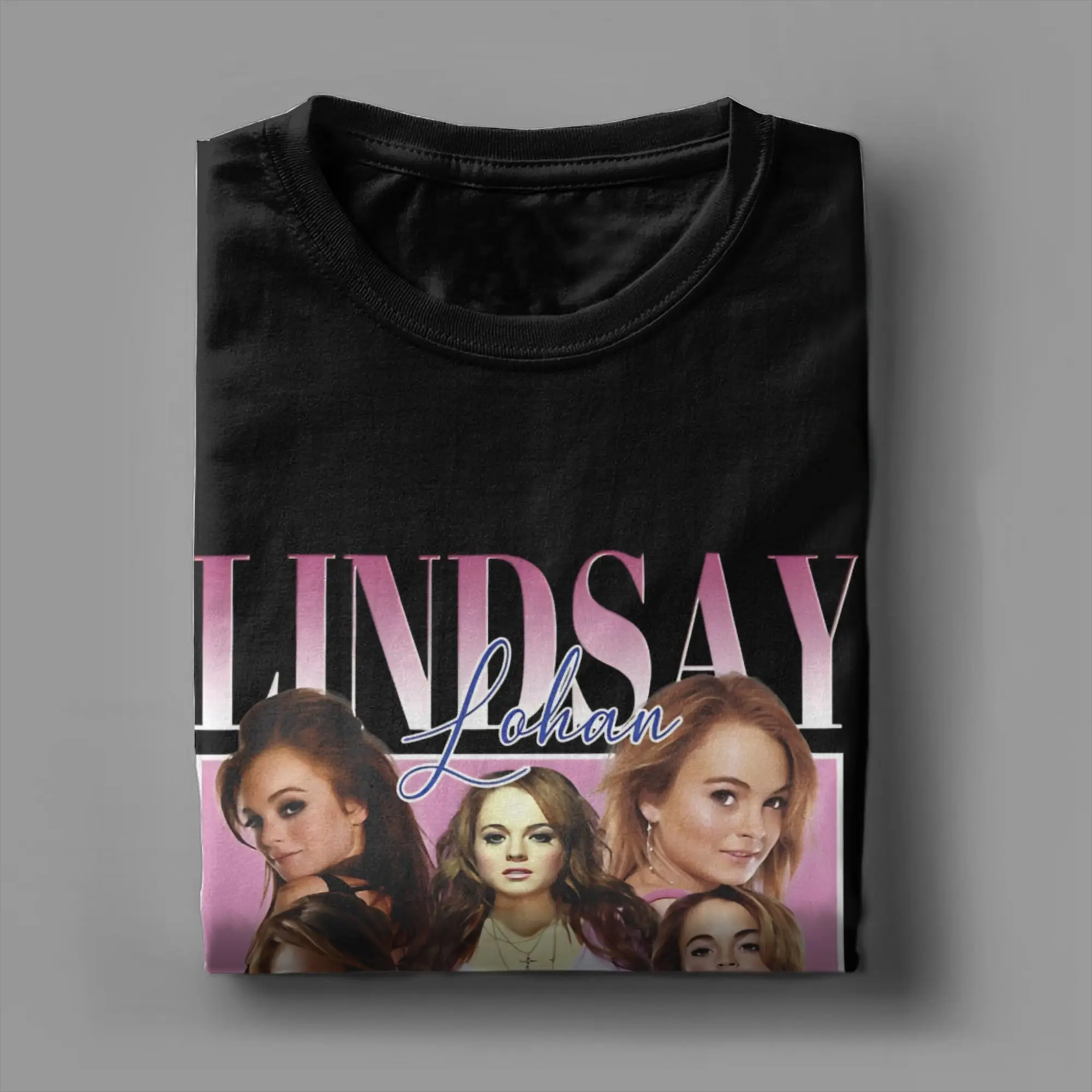 Фото Классическая забавная футболка из 100% хлопка Lindsay Lohan для мужчин №3