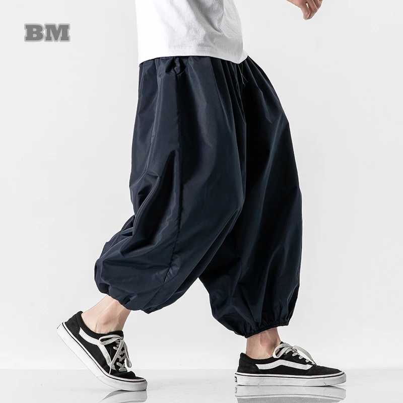 

Chinese Style Thin Casual Baggy Cropped Pants Men Clothing Summer Loose Plus Size Tai Chi Kung Fu Bloomers Fashion Harem Pants